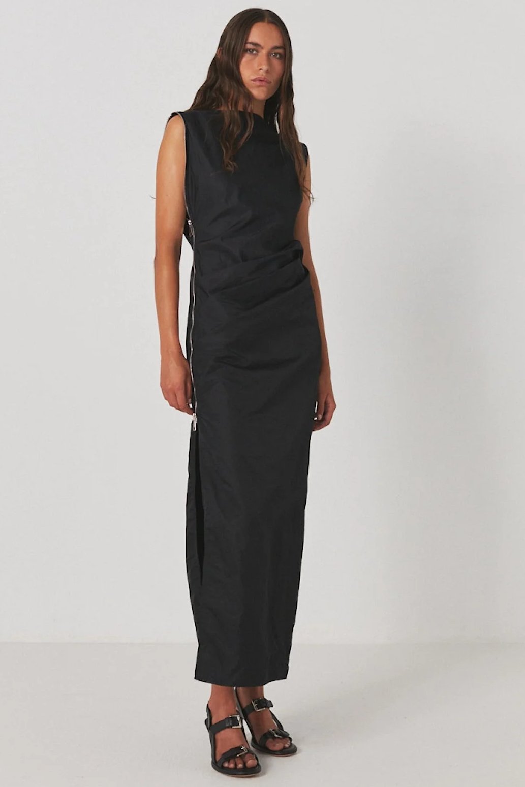 Rabens Saloner | Kjole | Alita Nylon Zipper Dress, caviar black