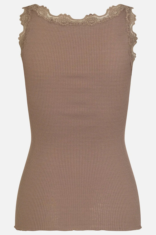 Rosemunde | Silketop | Tanktop med blonder, 5205 koala