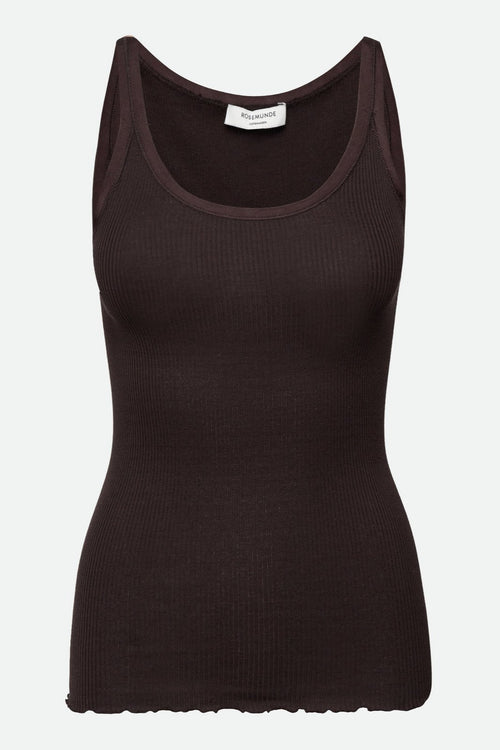 Rosemunde | Silketop | RWBelle Silk U-neck Strap Elastic Top, 5182 dark espresso