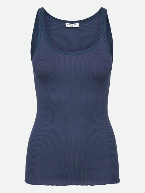 Rosemunde | Silketop | RWBelle Silk U-neck Strap Elastic Top, 5182 Insignia blue