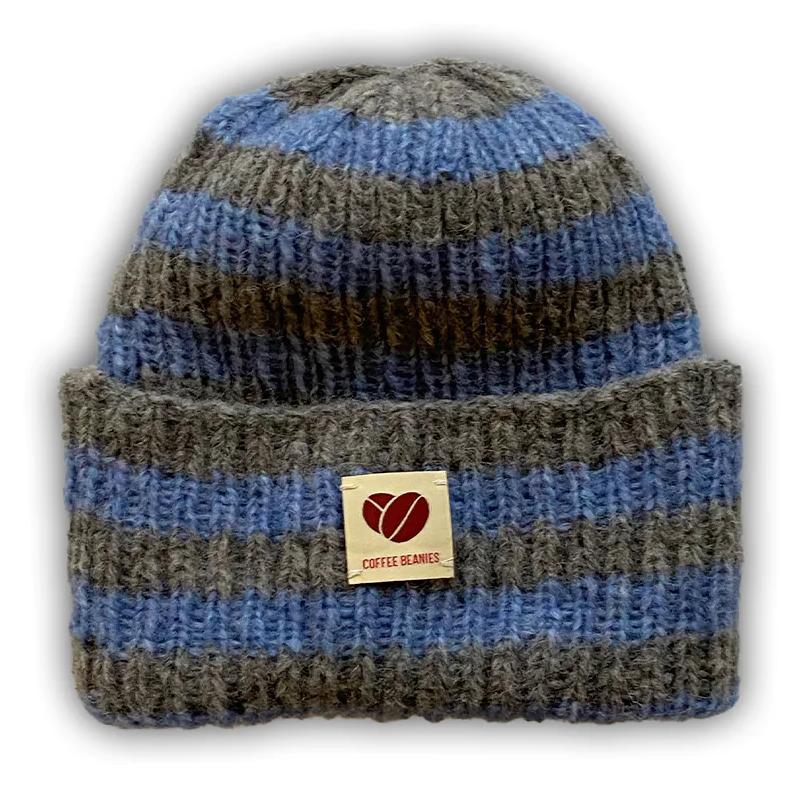 Hue | Coffee Beanies Sky beanie, striped pei blue