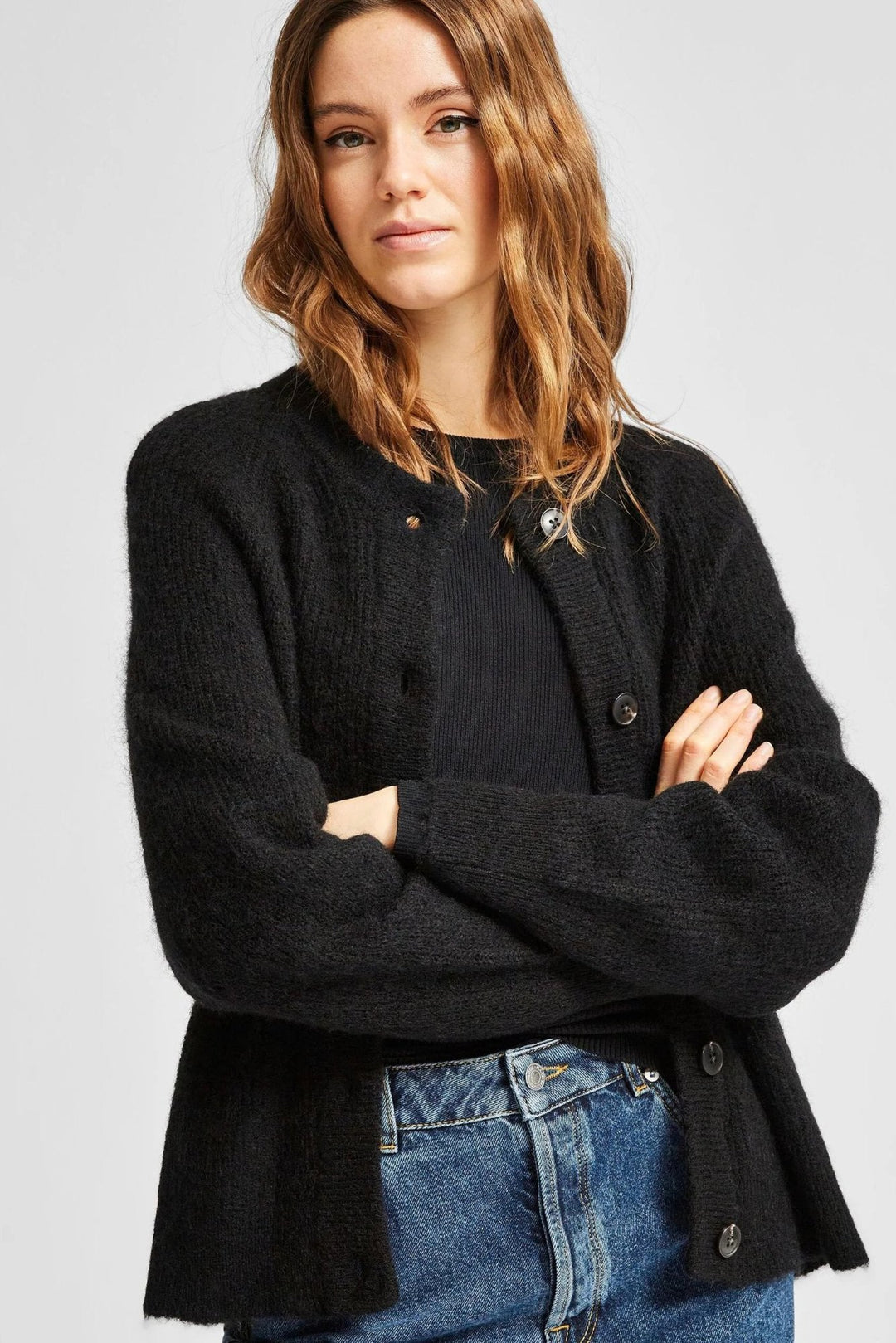 Selected Femme | Cardigan | Lulu ls knit short, black