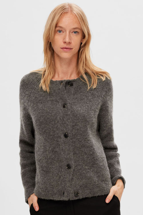 Selected Femme | Cardigan | Lulu ls knit short, medium grey melange