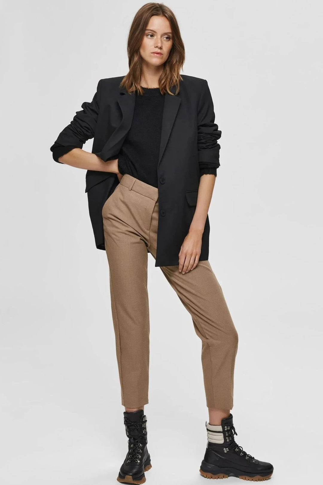 Striktrøje | Selected Femme Lulu ls knit o-neck, black