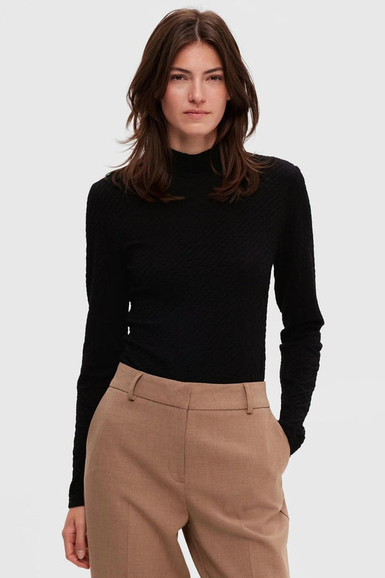 Selected Femme | Bluse | Ginny LS High Neck Top, black