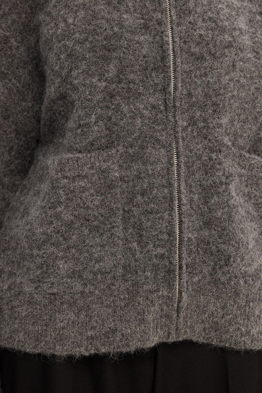 Selected Femme | Cardigan | Sia Ras Knit Zipper, medium grey melange