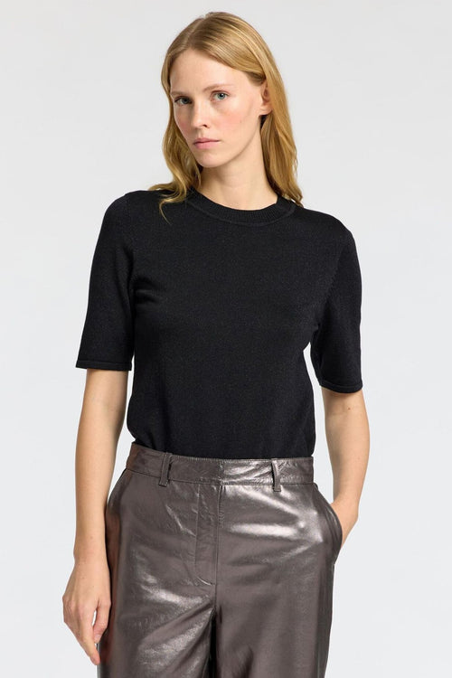 Selected Femme | Sweater | Lura Lurex 2/4 Knit O-Neck, black