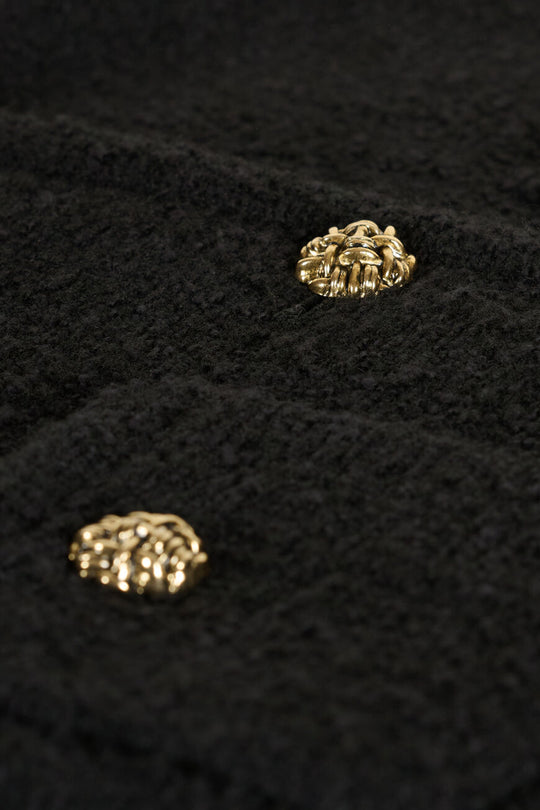 ba&sh Meiradith Jacket i black – kort jakke i uld- og bomuldsblanding med guldfarvede knapper og 100% viskosefor.