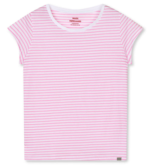 Mads Nørgaard | T-Shirt | Organic Jersey Stripe Teasy Tee FAV, blushing bride/brilliant white