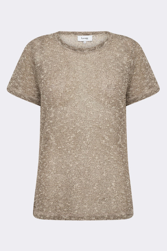 Leveté Room LR-Liv 1 T-shirt i dark brown. Fremstillet i 65 % økologisk bomuld og 35 % polyester med rund hals og komfortabel pasform.