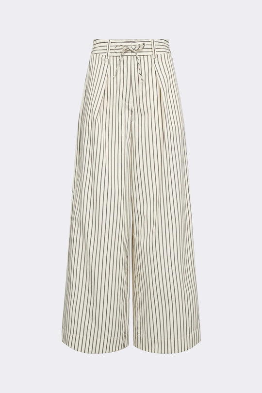 Leveté Room LR-Lucilla 1 bukser – afslappede nålstribede wide-leg bukser i økologisk bomuldsblanding. Komfort og stil hos Cassandra.dk.