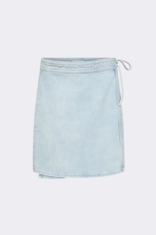 Leveté Room LR-Kosa 8 nederdel i 99 % økologisk bomuld med wrap-design, bindelukning og mini-længde.