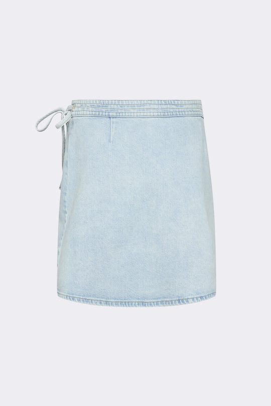 Leveté Room LR-Kosa 8 nederdel i 99 % økologisk bomuld med wrap-design, bindelukning og mini-længde.