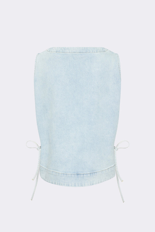 Leveté Room LR-Kosa 9 top i 99 % økologisk bomuld med rund hals, justerbare snore i taljen og elegante syninger.