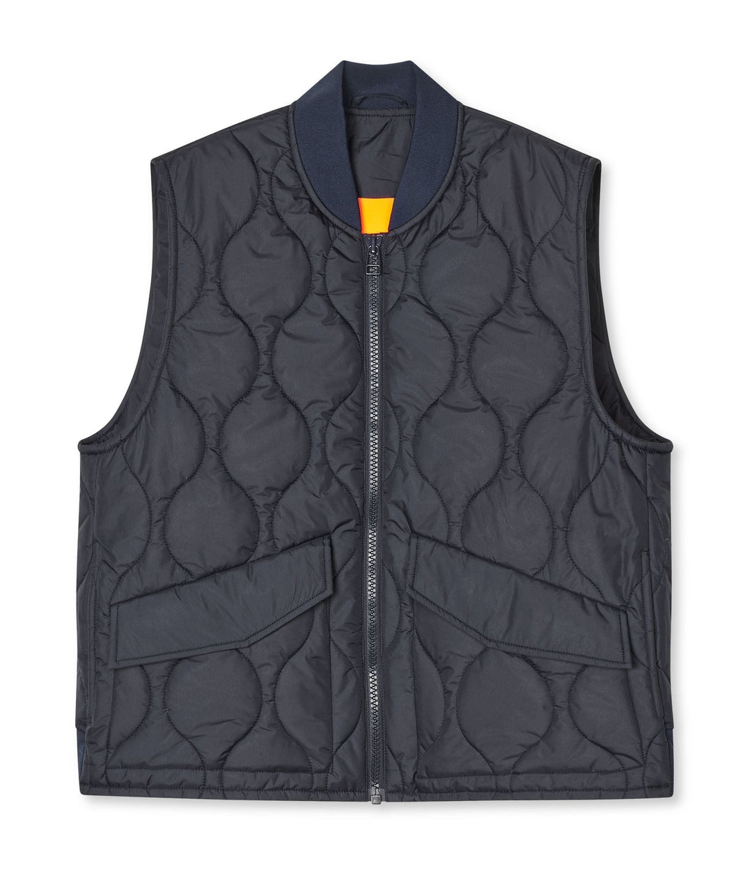 Mads Nørgaard Light Ripstop Aya Vest i Parisian Night. Boxy og vandafvisende termovest med cut-away krave og store lommer.
