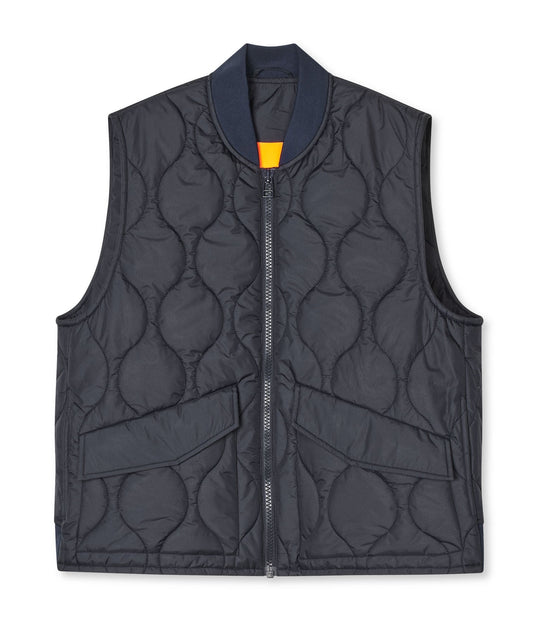 Mads Nørgaard Light Ripstop Aya Vest i Parisian Night. Boxy og vandafvisende termovest med cut-away krave og store lommer.
