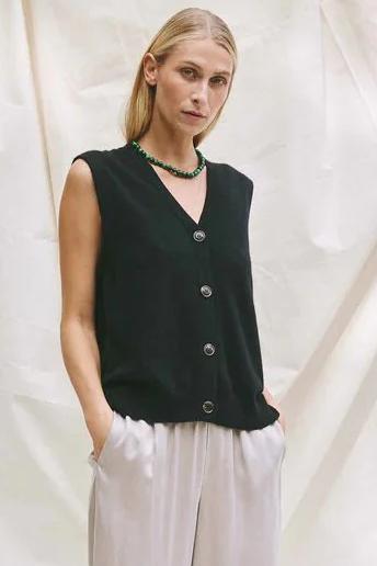 Beta Studios | 100% Cashmere | Hadia Vest, black