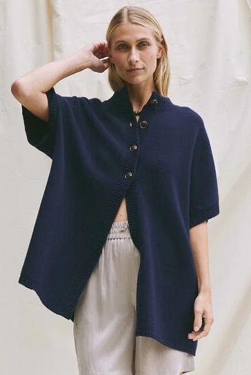 Beta Studios | Vest | Giselle Cape, navy wool