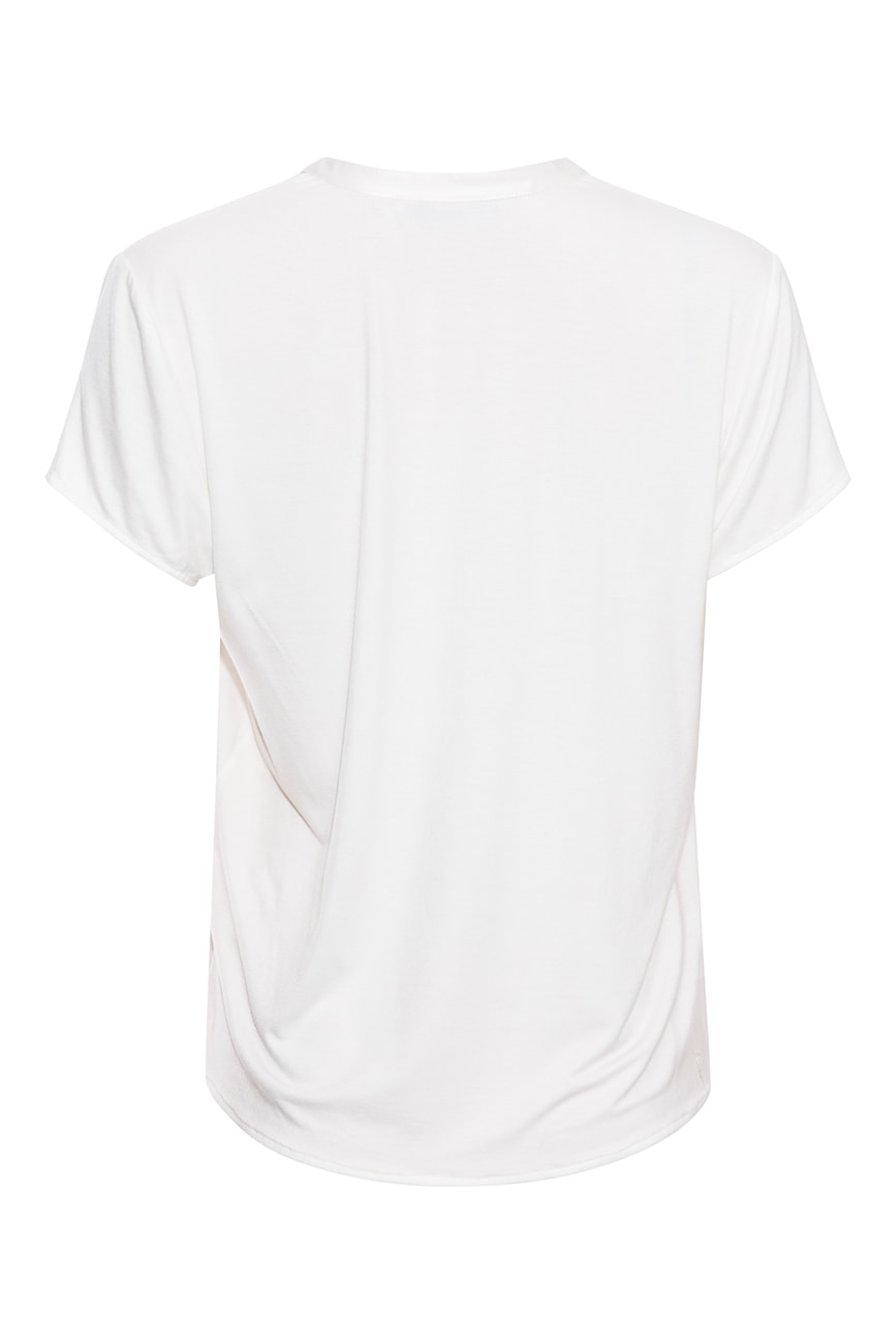PBO Gerbil Top i star white – en klassisk bluse med silkefront, og stand-up krave.