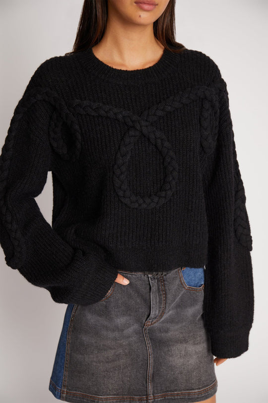 Munthe Sakira Striktrøje i Sort med Western-Detaljer