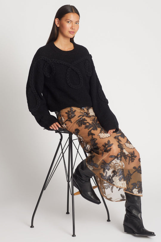 Munthe Sakira Striktrøje i Sort med Western-Detaljer