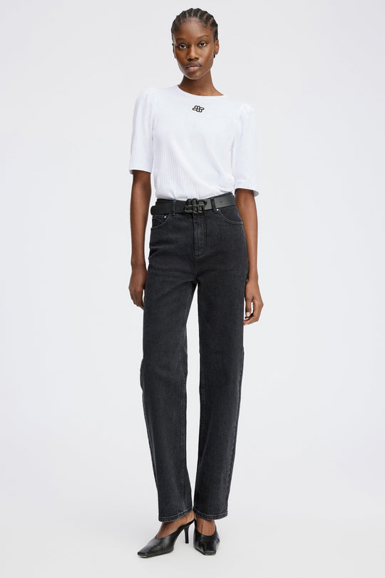 Munthe Parsa T-shirt i Økologisk Bomuld med Feminine Pufærmer