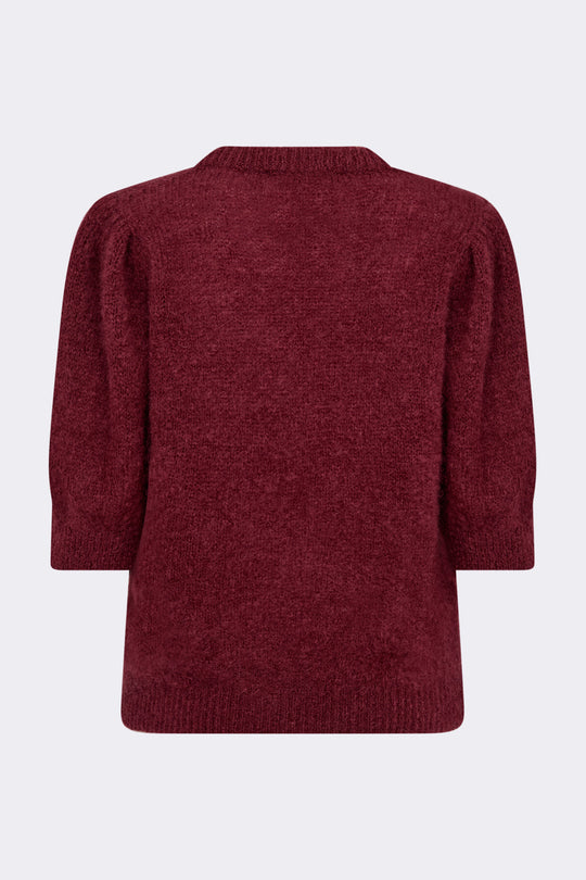 Leveté Room LR-NOREEN 2 bordeaux sweater i mohair med ribstruktur og trekvartærmer.