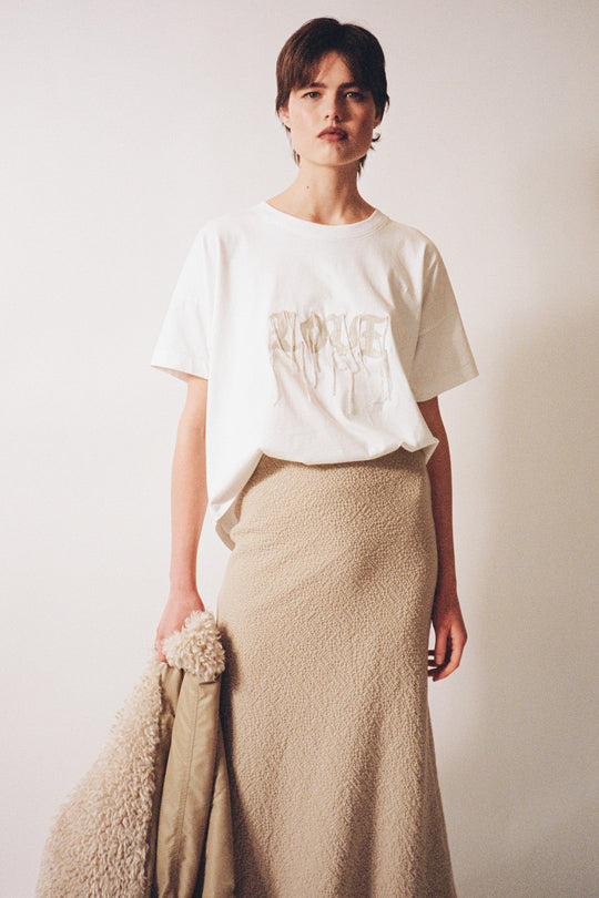 Rabens Saloner | Nederdel | Beatriz Crumpled bias long skirt, oatmeal