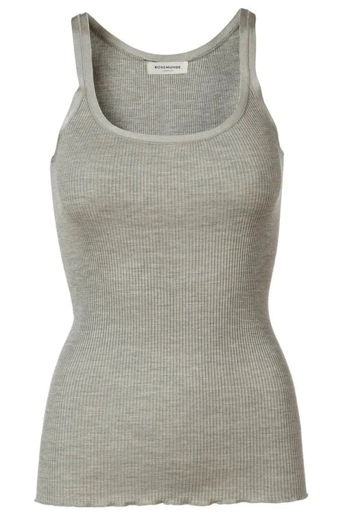 Rosemunde | Silketop | RWBelle Silk U-neck Strap Elastic Top, 5182 light grey melange