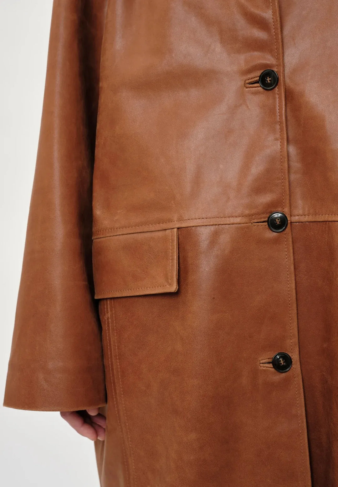 Herskind Halston Leather Coat – Læderfrakke i Cognac med Klassisk Krave