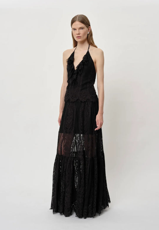 Herskind Patsy Skirt i sort – mid-waisted nederdel med A-form, volumen og underskørt. Fremstillet i OEKO-TEX bomuld og nylon.