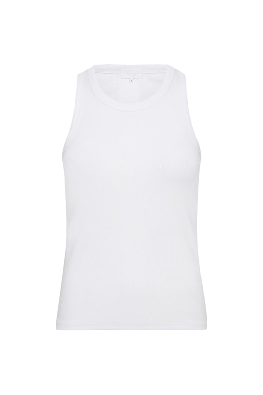 Levete Room LR-Numbia 1 top i hvid, ribbet kvalitet med rund hals og tætsiddende pasform.