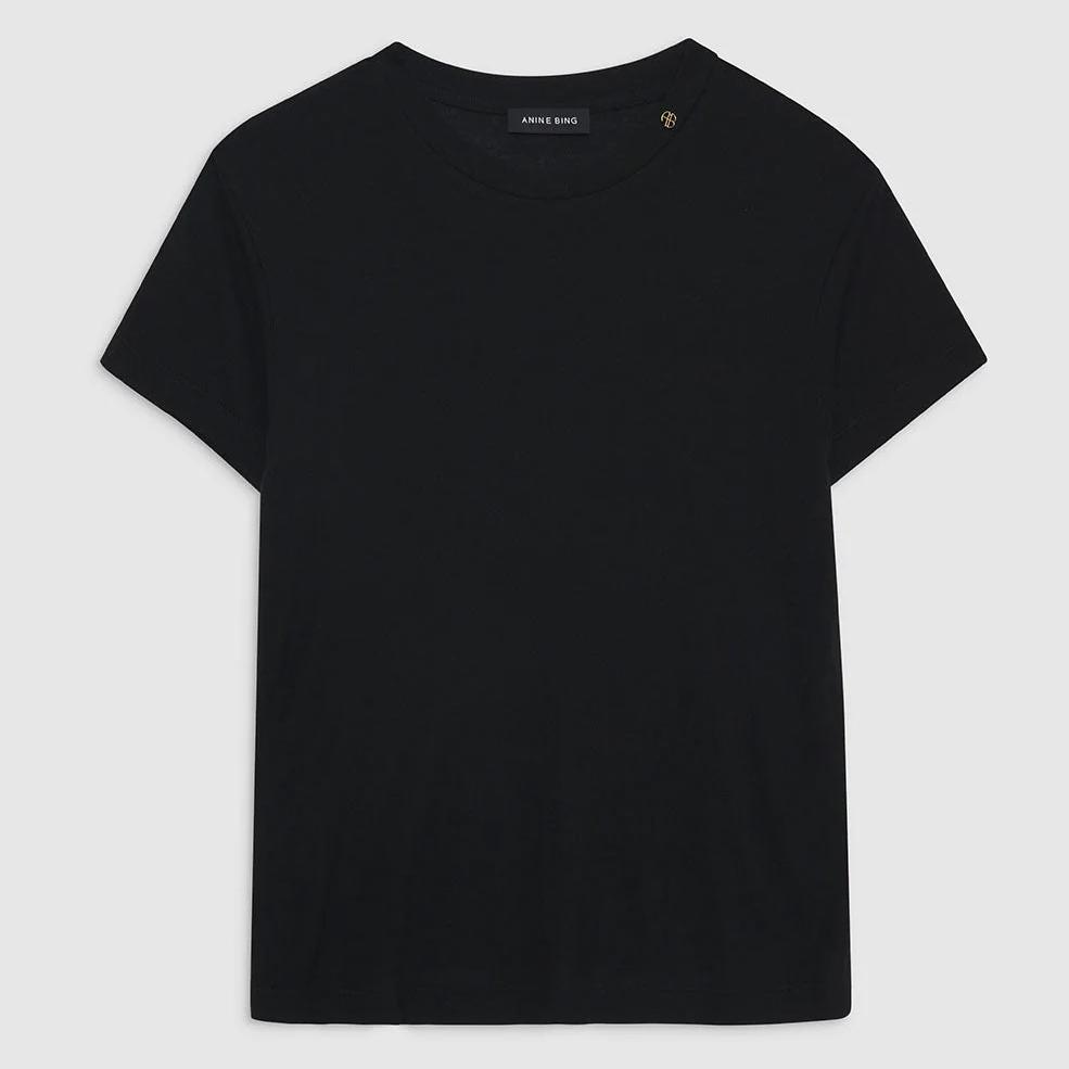 T-shirt | ANINE BING Amani Tee, black cashmere blend