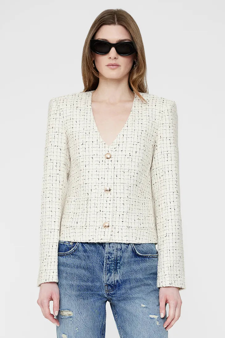 Anine Bing | Jakke | Anitta Jacket, cream and black tweed