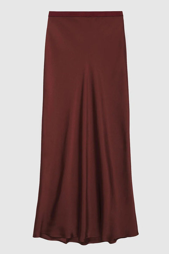 nederdel | Bar Silk Skirt skinnende 100% silke, dark cherry