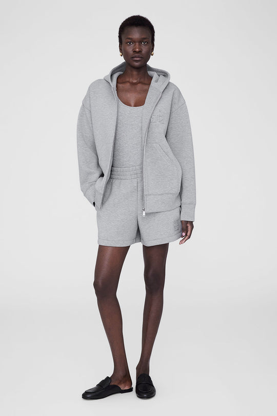 Anine Bing Bond Zip Up Hoodie Framed Monogram