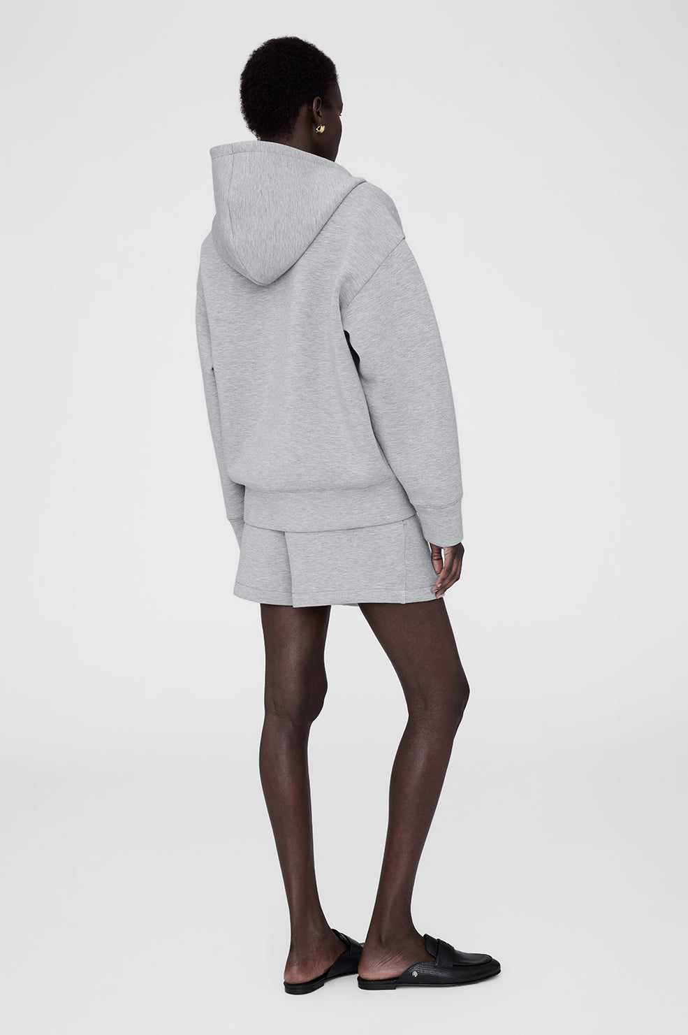 Anine Bing Bond Zip Up Hoodie Framed Monogram