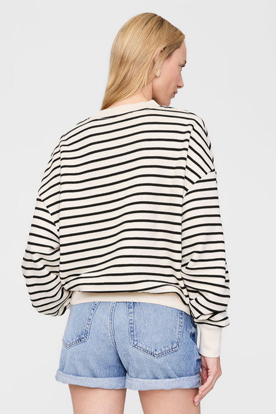 Anine Bing Dean Sweatshirt – klassisk sort og hvid stribet sweatshirt i blød French terry med afslappet pasform og broderet logo.