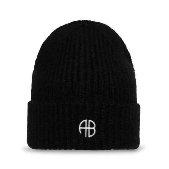 Anine Bing One Elia Beanie – Sort Hue med Monogram