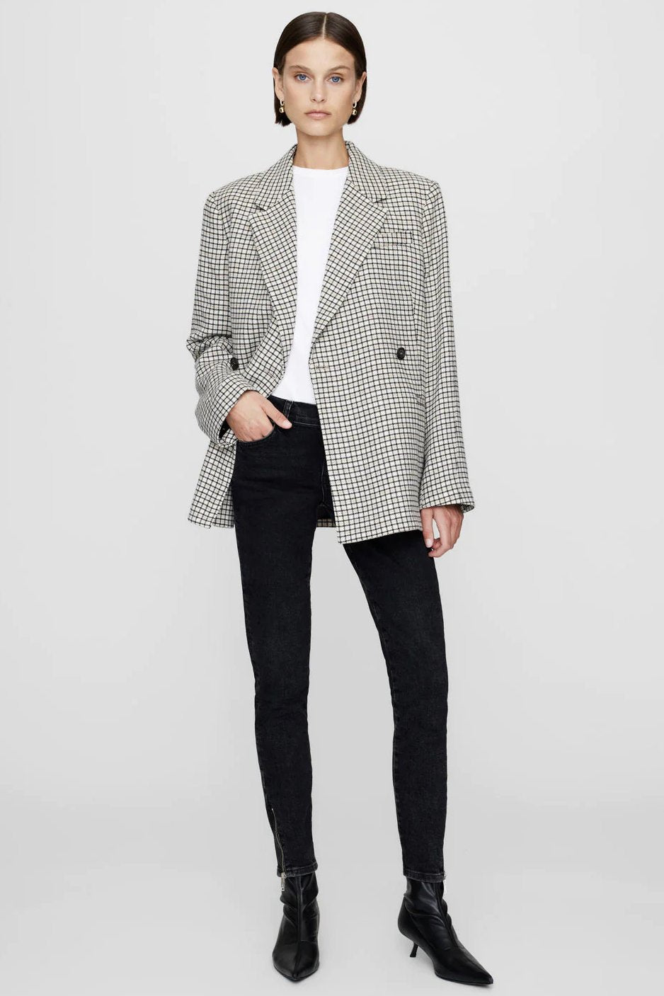 Anine Bing | Blazer | Kaia, cream and tan check
