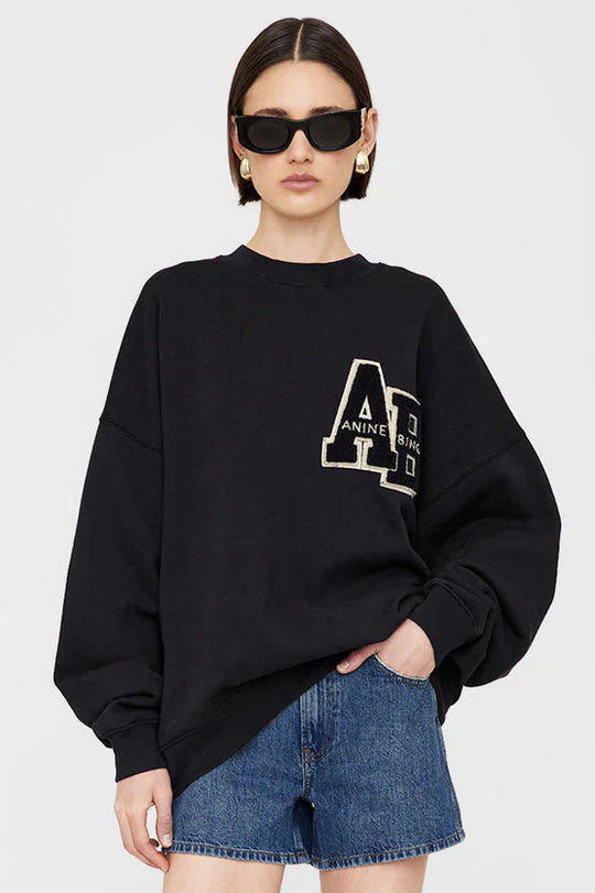 Anine Bing | Sweatshirt | Miles Oversized Letterman, black