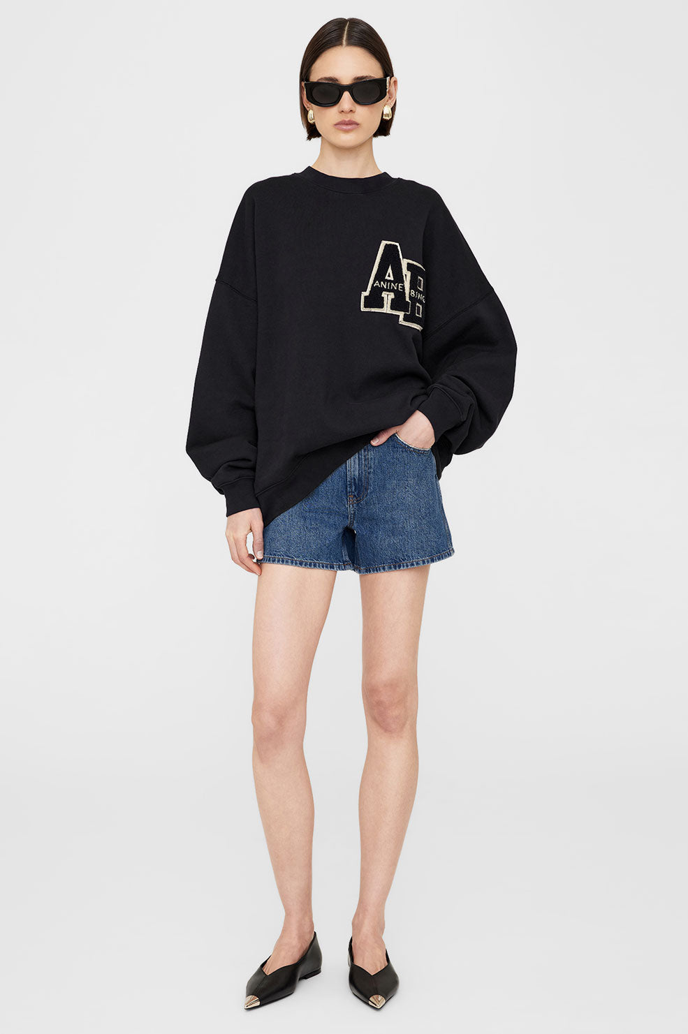 Anine Bing | Sweatshirt | Miles Oversized Letterman, black