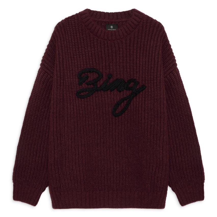 Anine Bing Sydney Crew Sweater Signature i Zinfandel – Luksuriøs Strik i Alpakauld