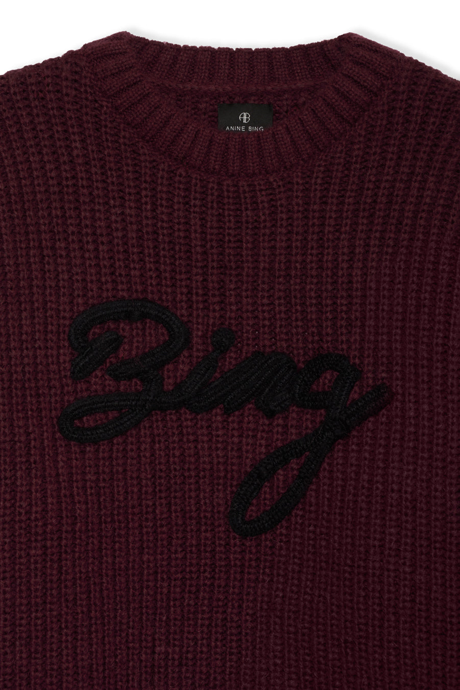 Anine Bing Sydney Crew Sweater Signature i Zinfandel – Luksuriøs Strik i Alpakauld