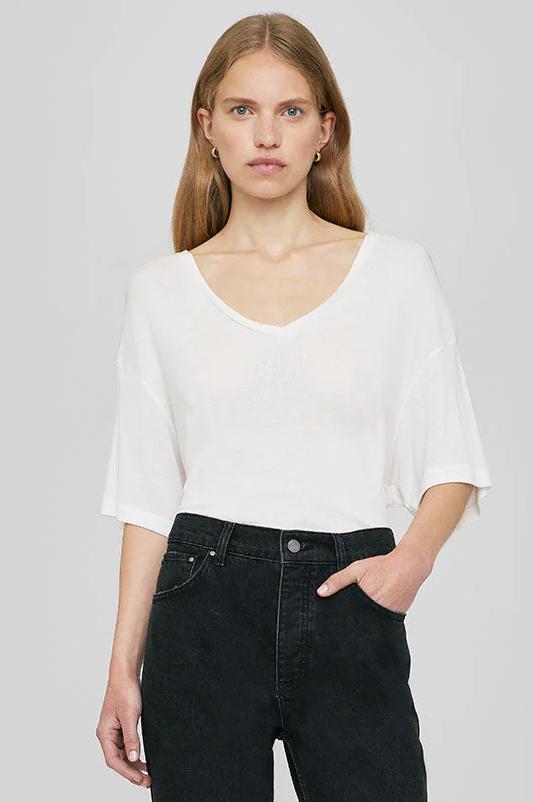 T-shirt | ANINE BING Vale Tee, off white cashmere blend