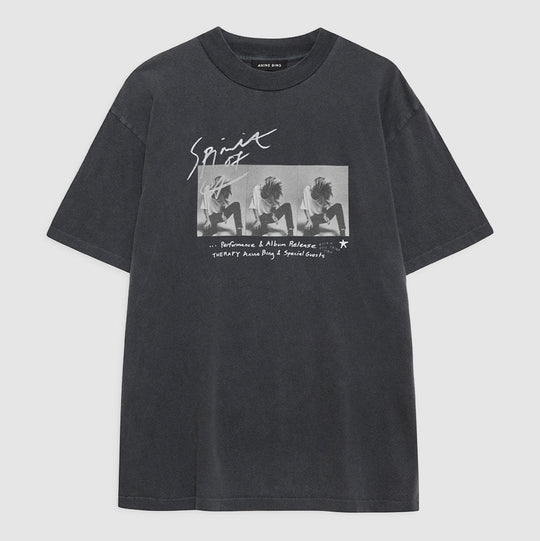 Anine Bing Ashton T-shirt Concert i vasket sort – afslappet boxy T-shirt i blød bomuld med vintage LA grafik.