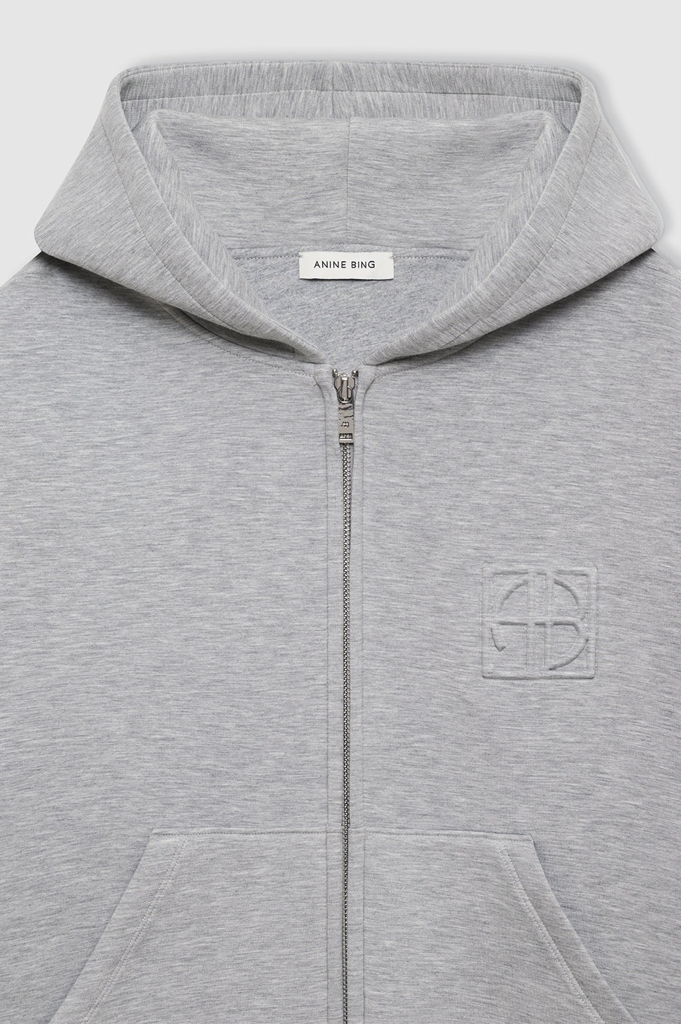 Anine Bing Bond Zip Up Hoodie Framed Monogram