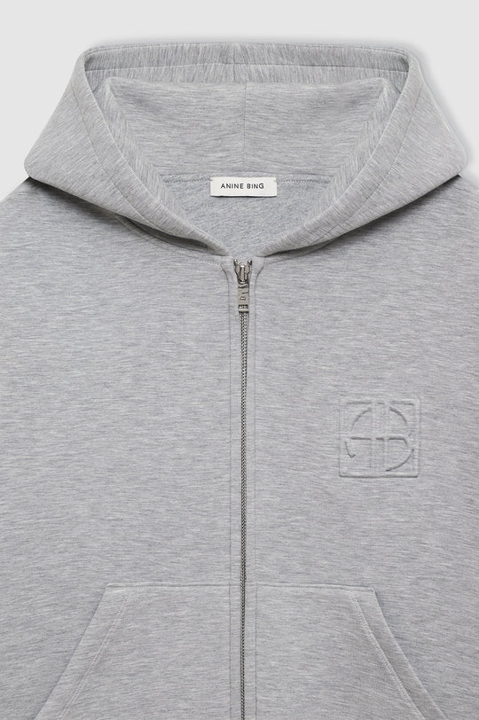 Anine Bing Bond Zip Up Hoodie Framed Monogram