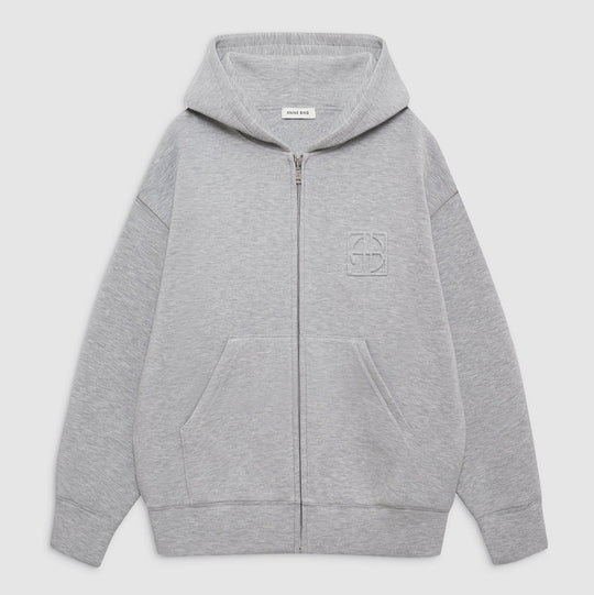 Anine Bing Bond Zip Up Hoodie Framed Monogram