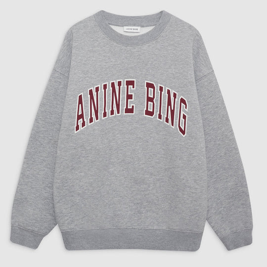 Anine Bing Spencer Sweatshirt – cropped sweatshirt i blød bomuldsfleece med rød grafisk print.